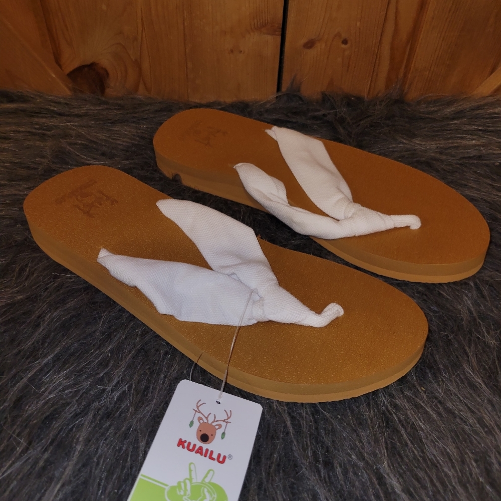 Kuailu Flip Flops for Women  Comfort Summer Beach Sandals 9.5